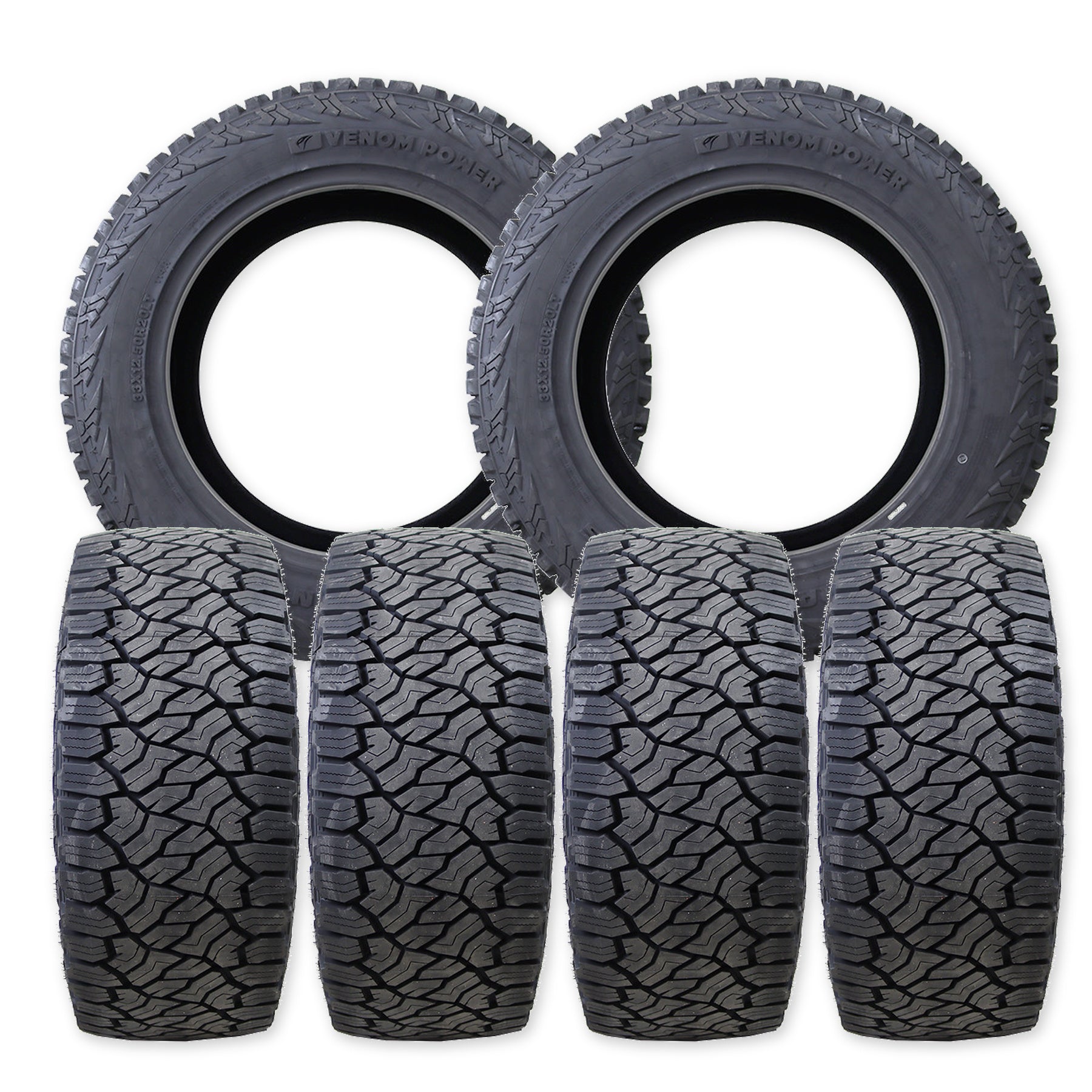 Fuel Offroad ARC Blackout 20x8.25 Wheels & Venom Power Tires Trail Hunter ATS 285/55R20 Tires - 20" Dually Package
