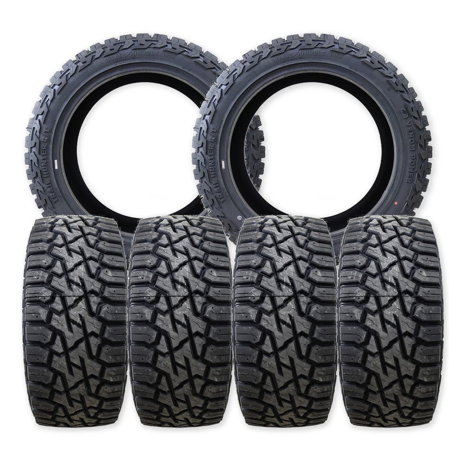 KG1 Razor-KD 22x8.25 Wheels & Venom Power Tires Trail Hunter R/T 37x12.50R22 Tires - 22" Dually Package