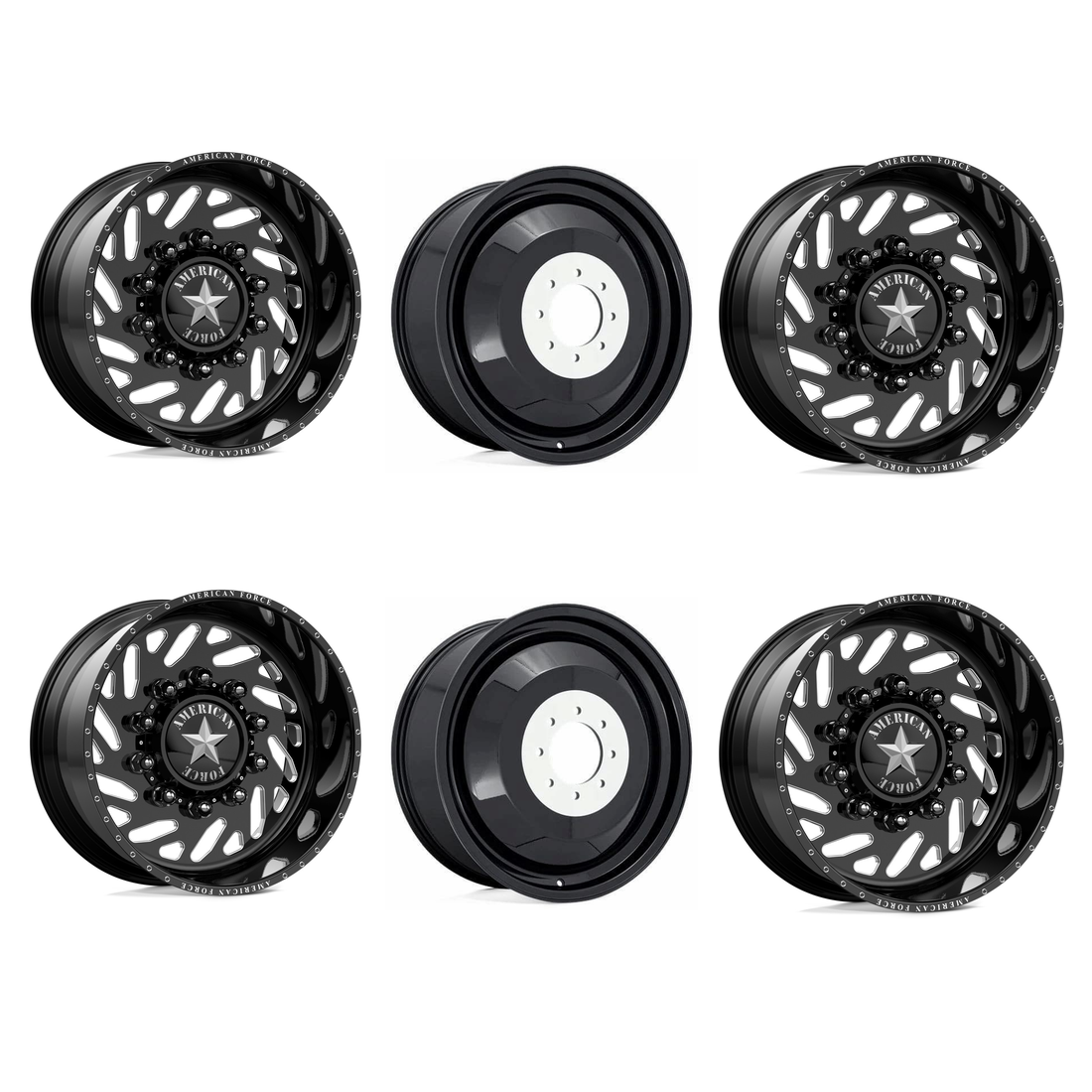 American Force 6F07 Trek SD Gloss Black Milled 26x16 8x170 Dually Wheels