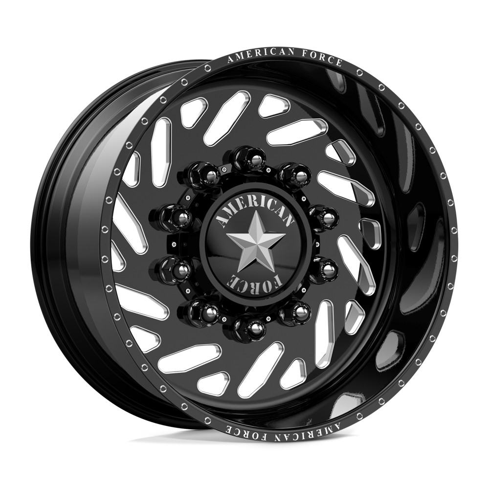 American Force 6F07 Trek SD Gloss Black Milled 24x12 10x225 Dually Wheels