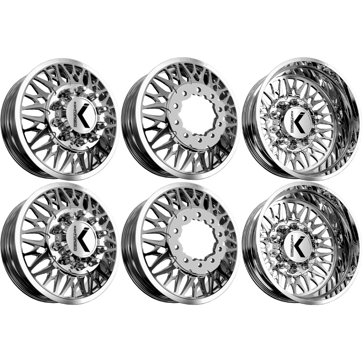 KG1 KD014 Trident-KD Polished 22x8.25 22" Dually Wheels