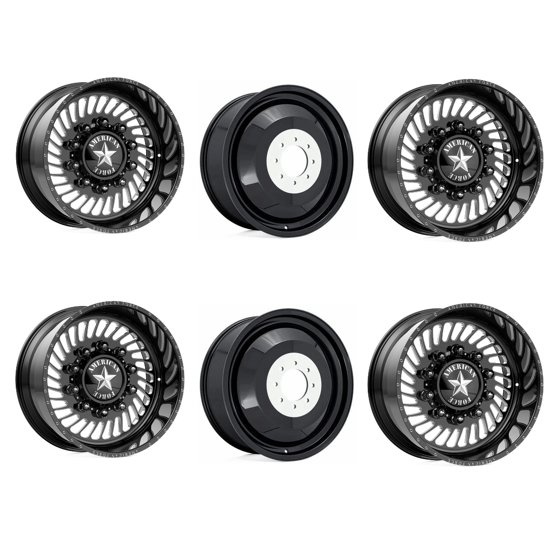 American Force 6N17 Vader SD Gloss Black Milled 24x12 8x200 Dually Wheels