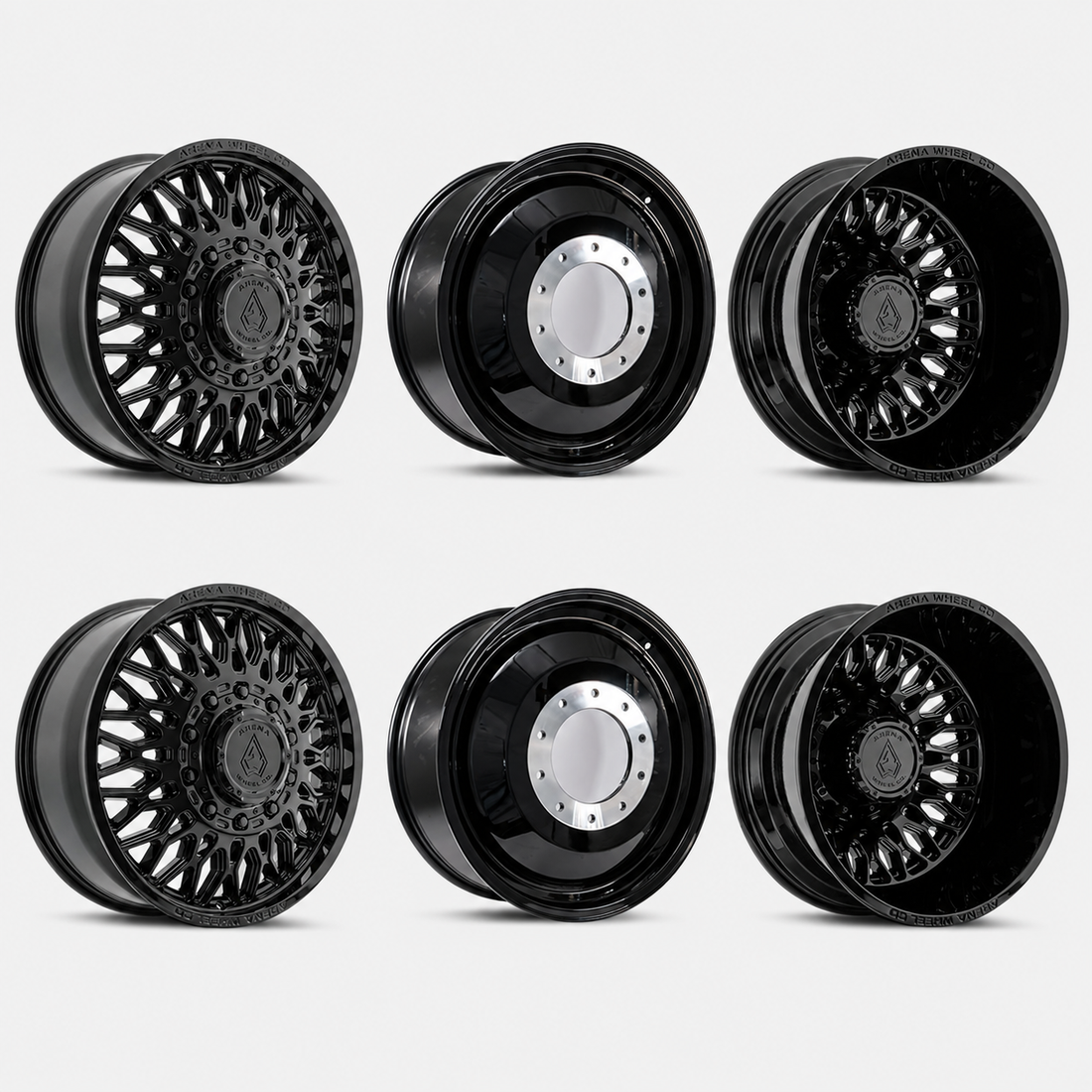 Arena Valkyrie Gloss Black 24x8.25 8x210 Dually Wheels
