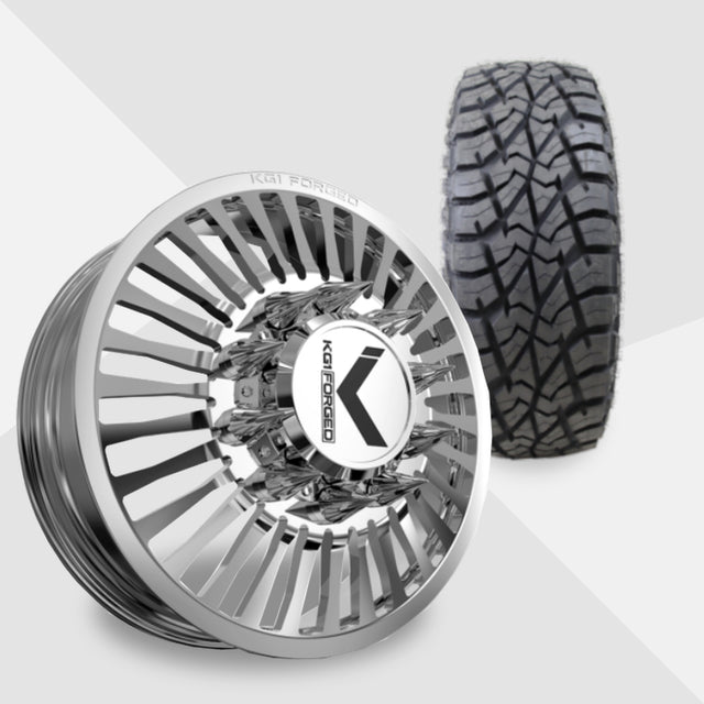 KG1 Vegas-KD 22x8.25 Wheels & AMP Tires Terrain Attack R/T 35x12.50R22 Tires - 22" Dually Package