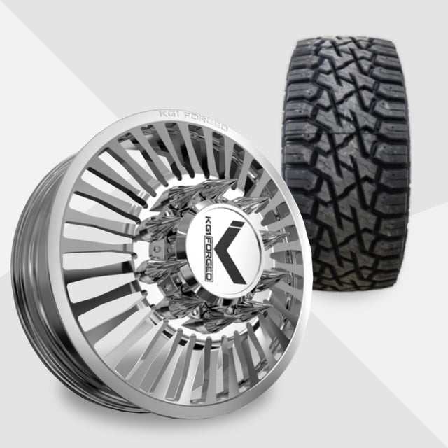 KG1 Vegas-KD 22x8.25 Wheels & Venom Power Tires Trail Hunter R/T 37x12.50R22 Tires - 22" Dually Package