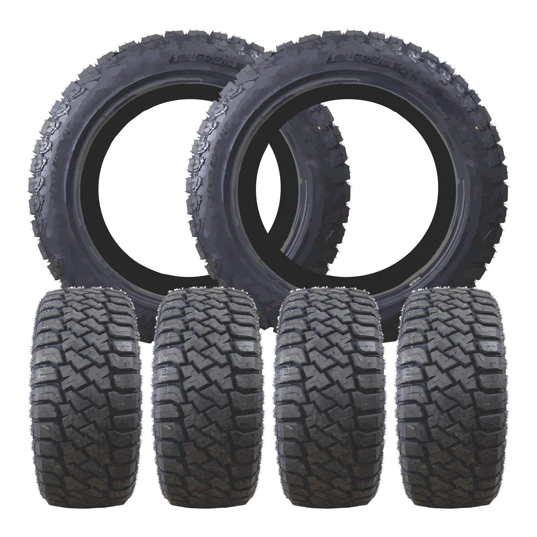 KG1 Orbital-KD 24x8.25 Wheels & LandSpider Tires Wildtraxx R/T 37x13.50R24 Tires - 24" Dually Package