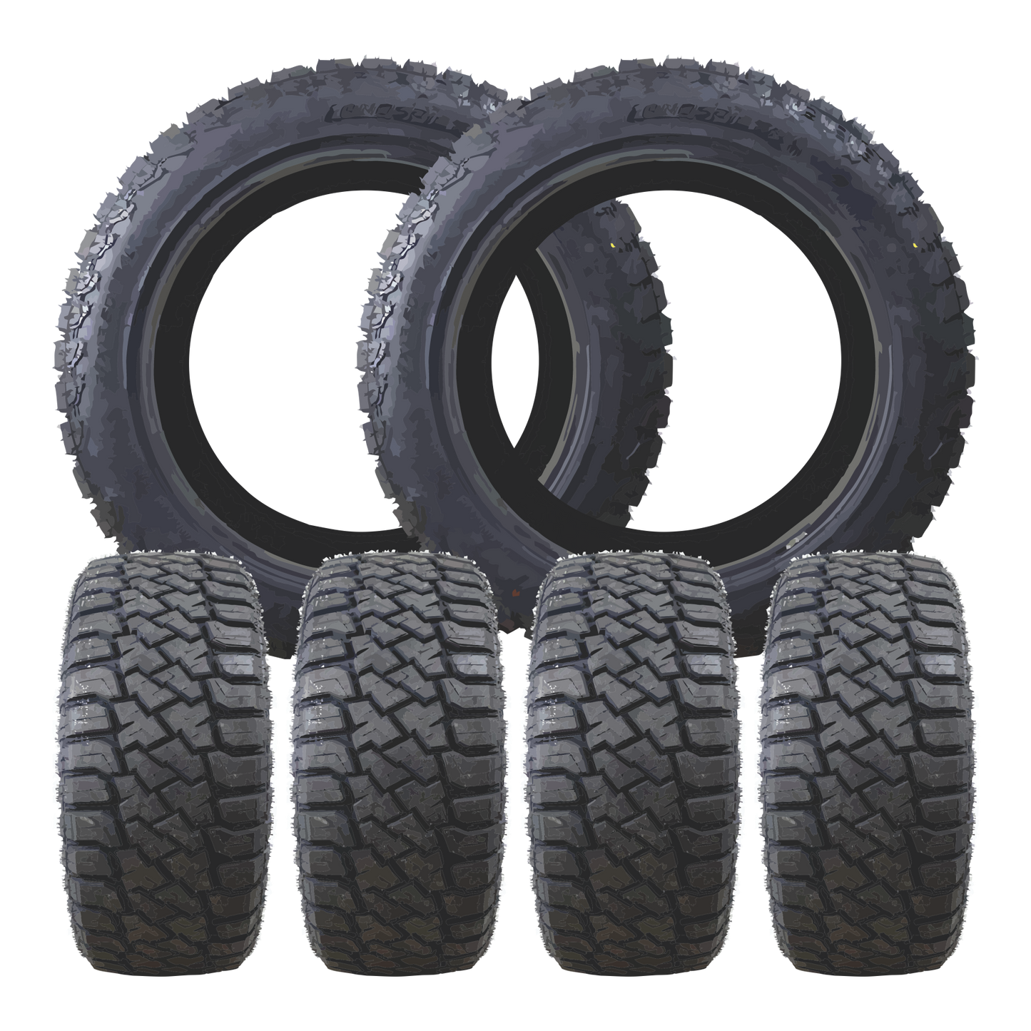 KG1 Guilttrip-KD 24x8.25 Wheels & LandSpider Tires Wildtraxx R/T 37x13.50R24 Tires - 24" Dually Package