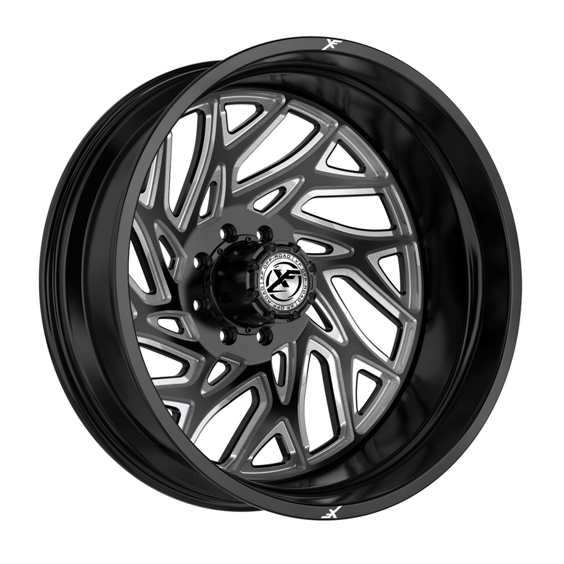 XF XF-229 Gloss Black Milled 26x8.25 8x200 Dually Wheels