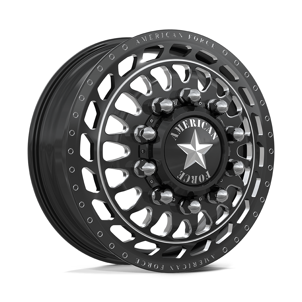 American Force Plex Gloss Black Milled 22x8.25 22" Dually Wheels