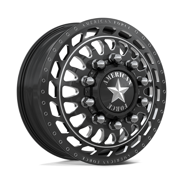 American Force Plex Gloss Black Milled 22x8.25 22" Dually Wheels