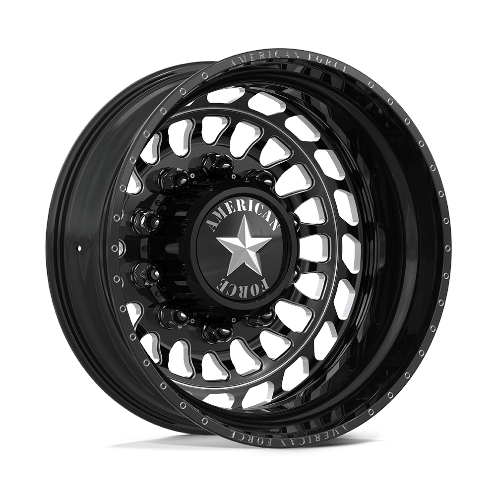 American Force Plex Gloss Black Milled 28x8.25 28" Dually Wheels