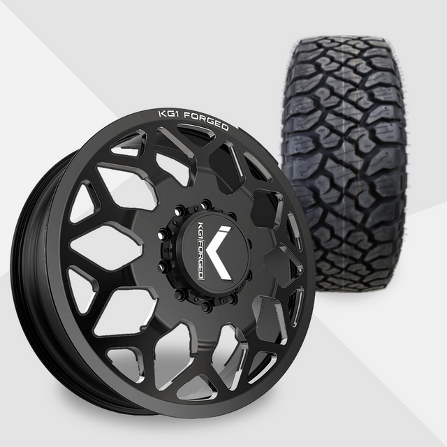 KG1 Luxor-KD 24x8.25 Wheels & Kenda Tires Klever R/T 35x12.50R24 Tires - 24" Dually Package