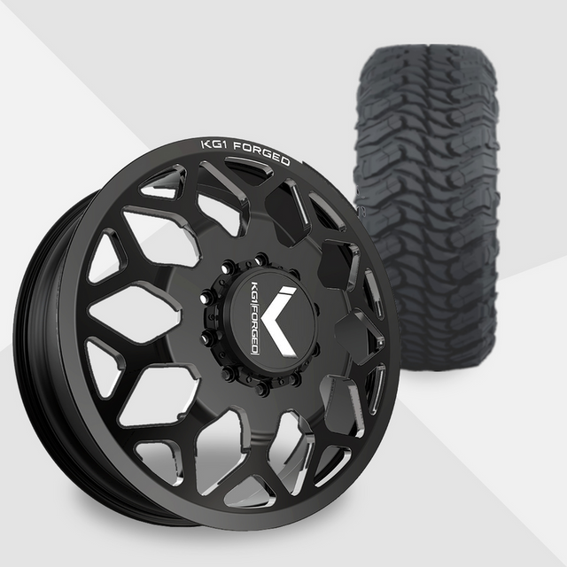 KG1 Luxor-KD 24x8.25 Wheels & Atturo Tires Trail Blade MTS 37x13.50R24 Tires - 24" Dually Package