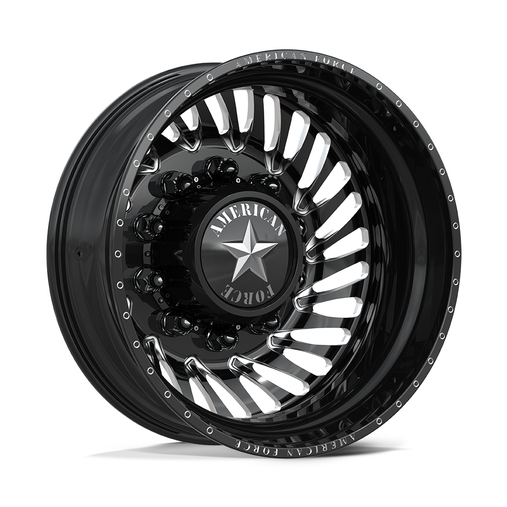 American Force Thriller Gloss Black Milled 22x8.25 22" Dually Wheels
