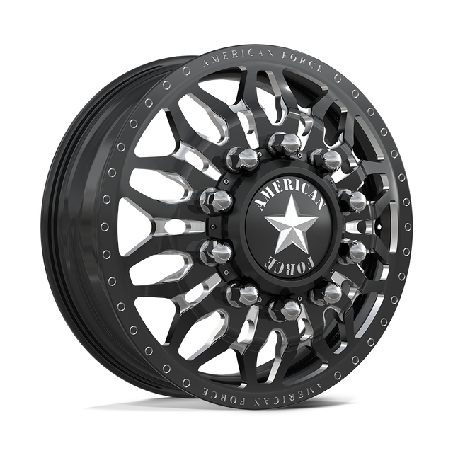 American Force Shrapnel Gloss Black Milled 24x8.25 24" Dually Wheels