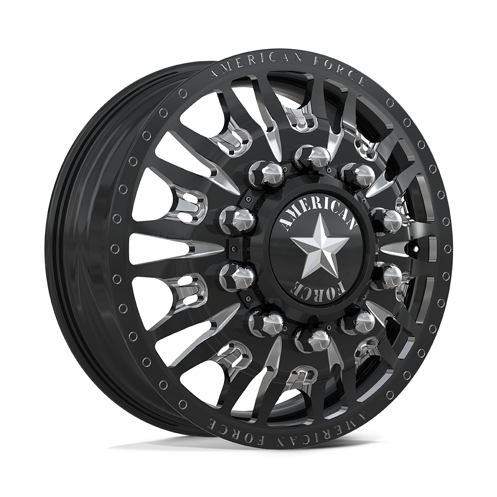 American Force Notch Gloss Black Milled 30x8.25 30" Dually Wheels