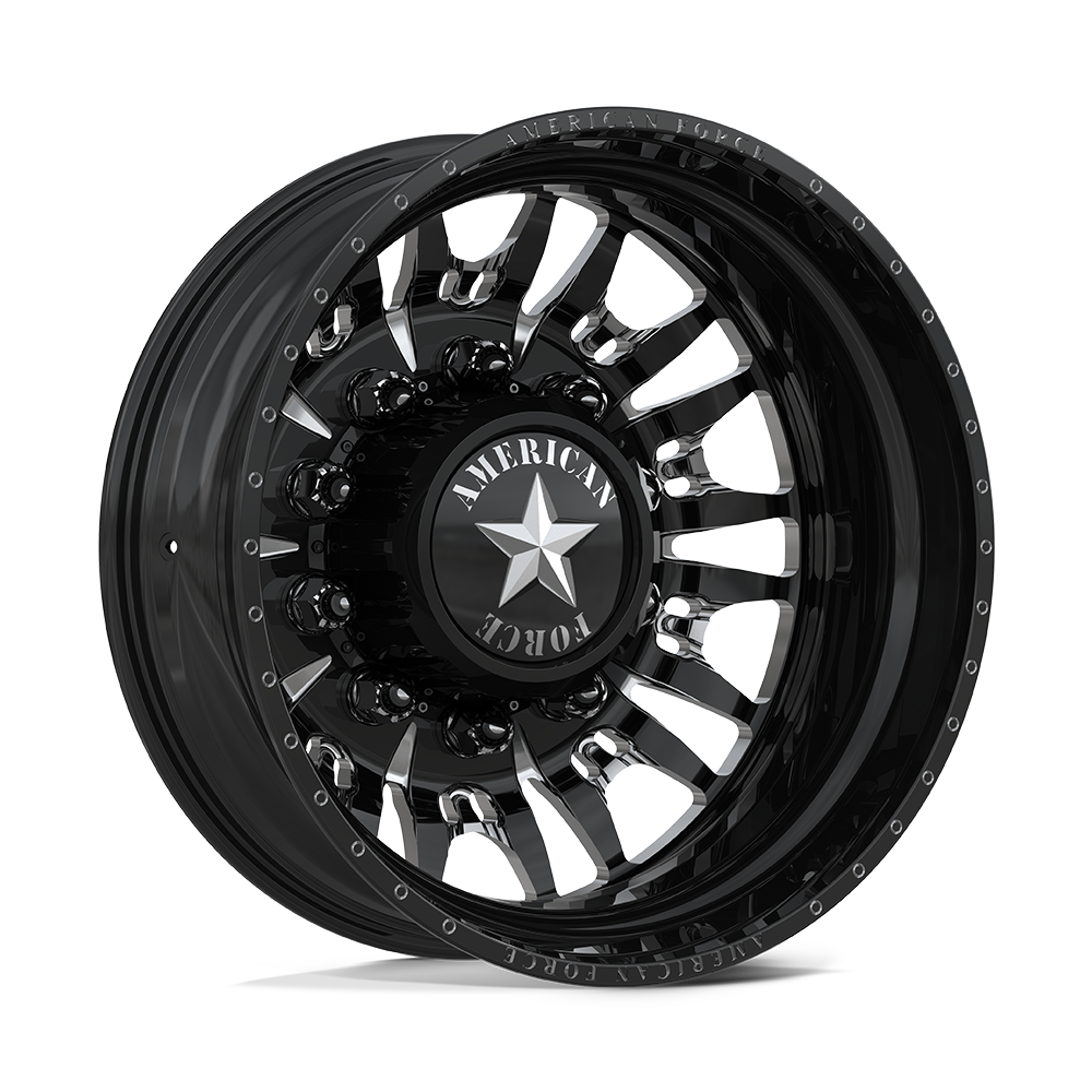 American Force Notch Gloss Black Milled 22x8.25 22" Dually Wheels
