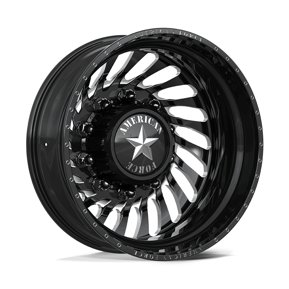 American Force Riptide Gloss Black Milled 30x8.25 30" Dually Wheels