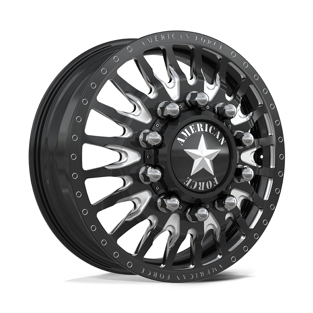 American Force Reactor Gloss Black Milled 22x8.25 22" Dually Wheels