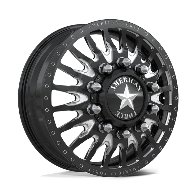 American Force Reactor Gloss Black Milled 22x8.25 22" Dually Wheels