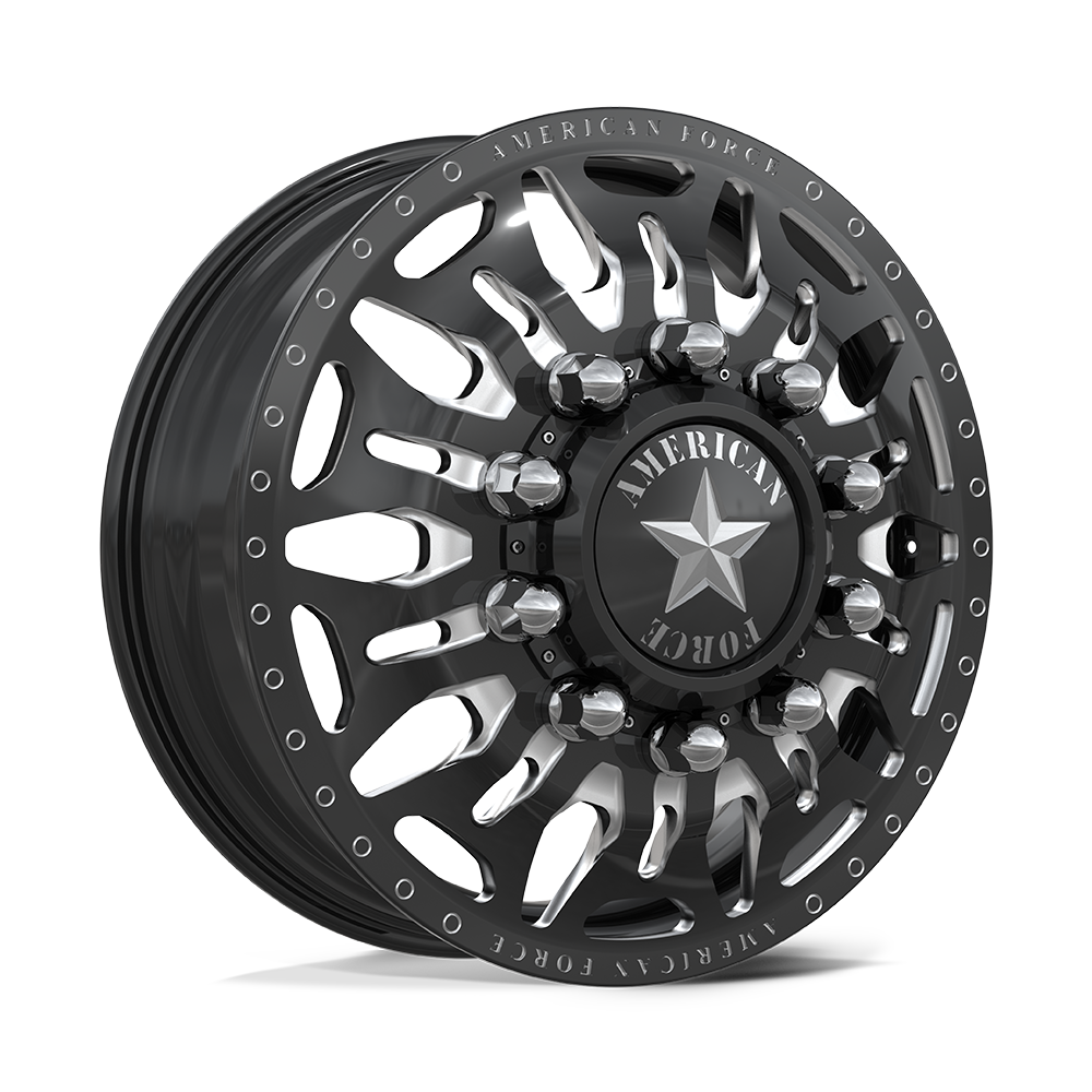 American Force Overhaul Gloss Black Milled 22x8.25 22" Dually Wheels