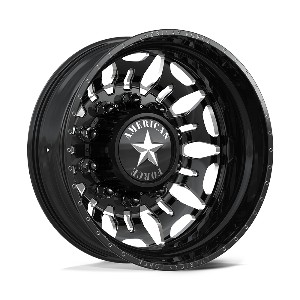 American Force Overhaul Gloss Black Milled 30x8.25 30" Dually Wheels