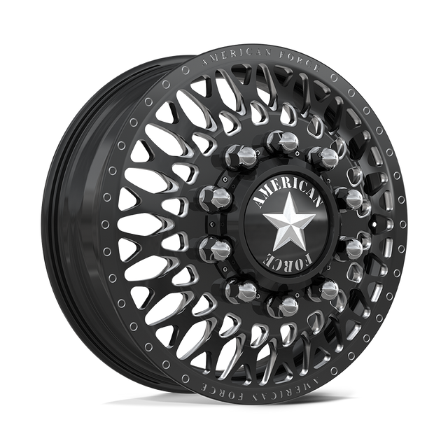 American Force Covert Gloss Black Milled 28x8.25 28" Dually Wheels