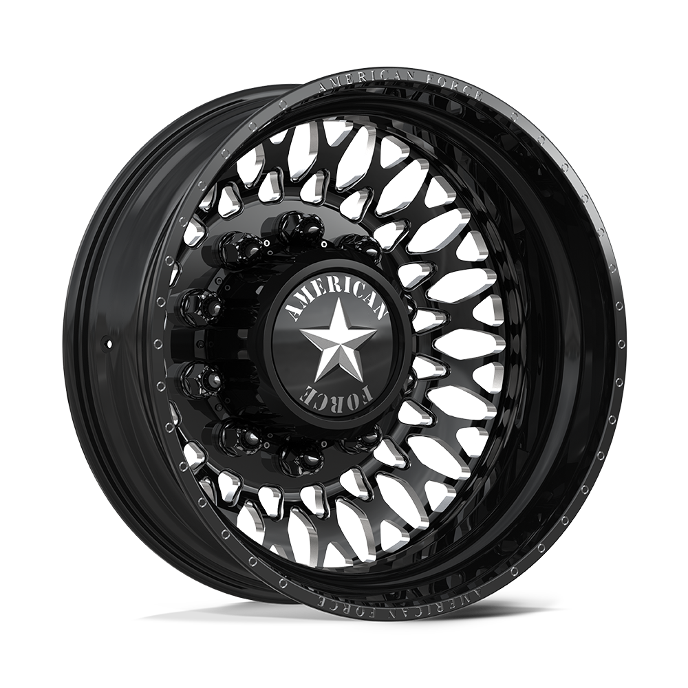 American Force Covert Gloss Black Milled 22x8.25 22" Dually Wheels