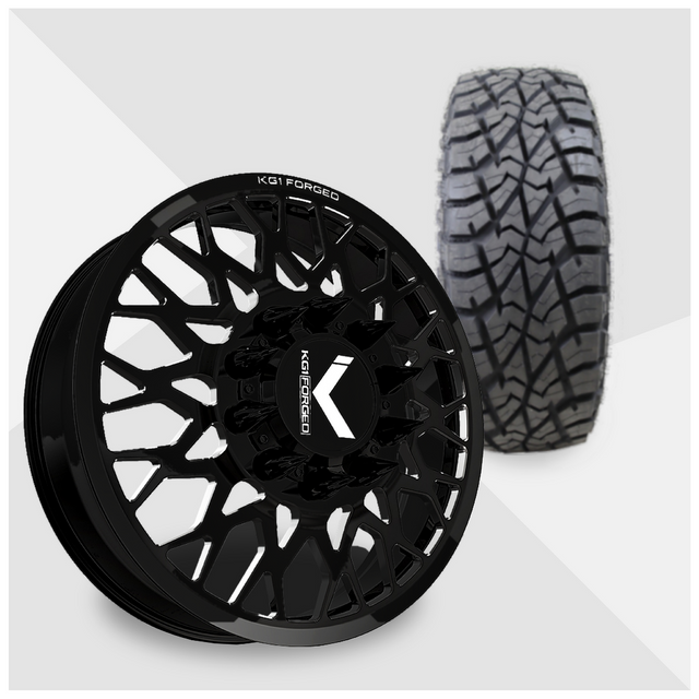 KG1 Torture-KD 22x8.25 Wheels & AMP Tires Terrain Attack R/T 35x12.50R22 Tires - 22" Dually Package