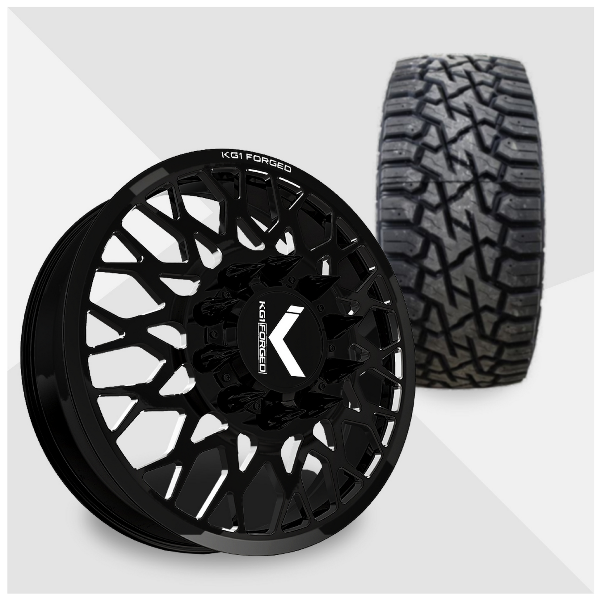 KG1 Torture-KD 22x8.25 Wheels & Venom Power Tires Trail Hunter R/T 35x12.50R22 Tires - 22" Dually Package