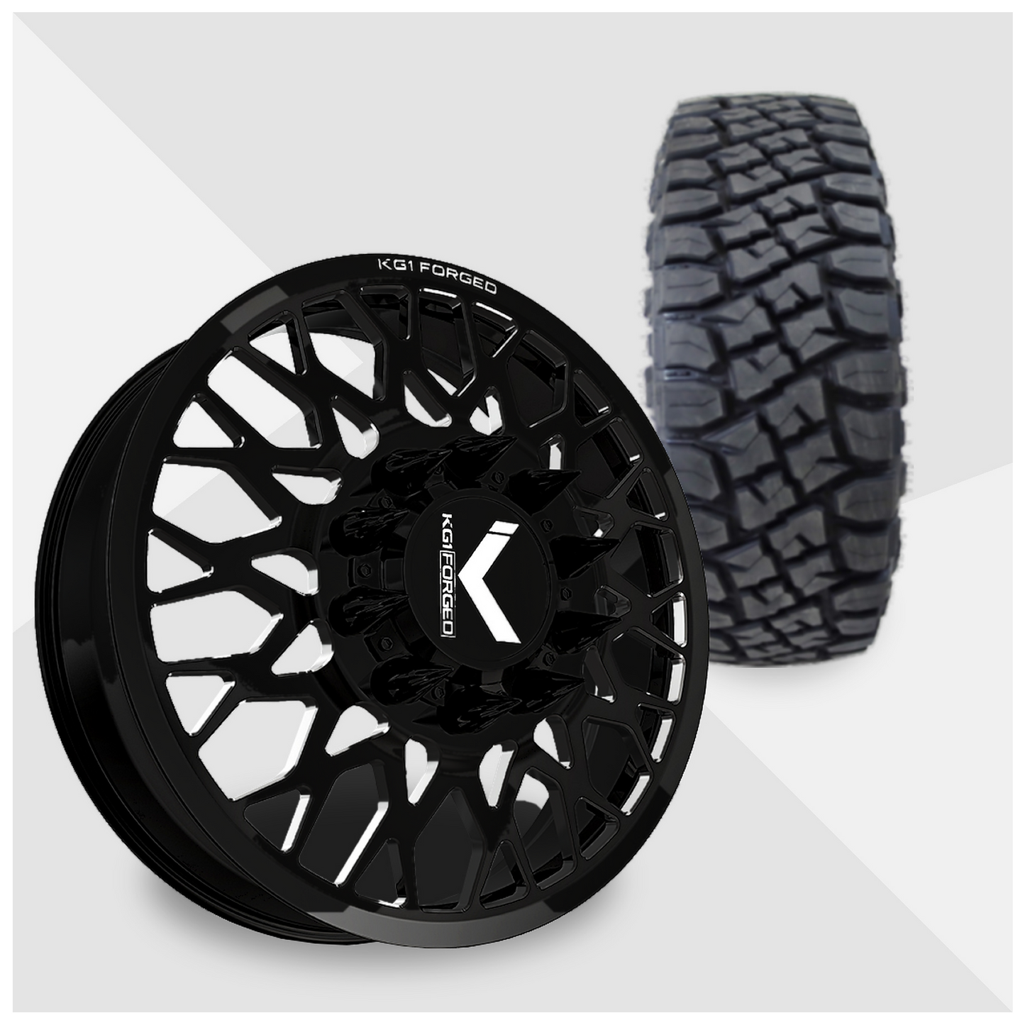 KG1 Torture-KD 22x8.25 Wheels & Toyo Tires Open Country RT Pro 37x13.50R22 Tires - 22" Dually Package